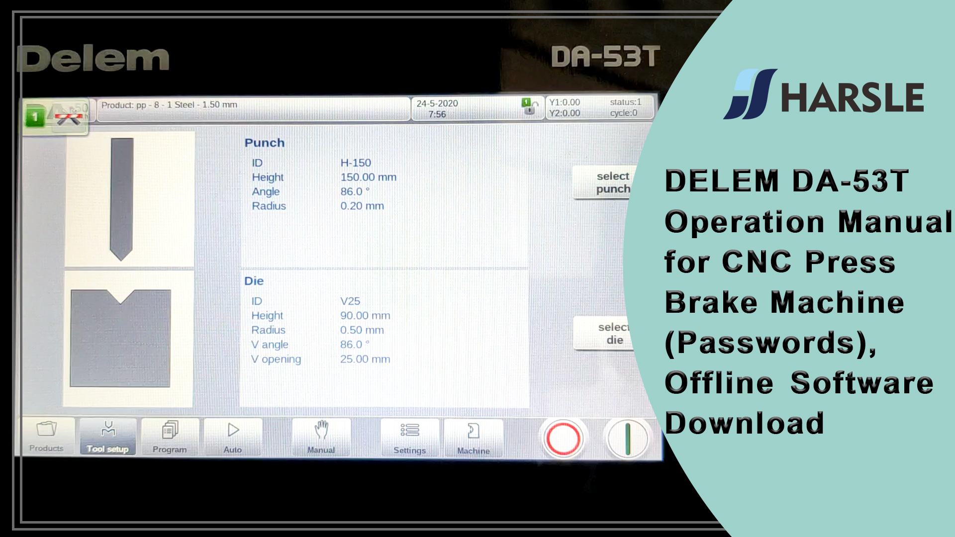 دليل التشغيل DELEM DA-53T لماكينة ضغط الفرامل CNC (كلمات المرور) ، تنزيل برنامج غير متصل بالإنترنت